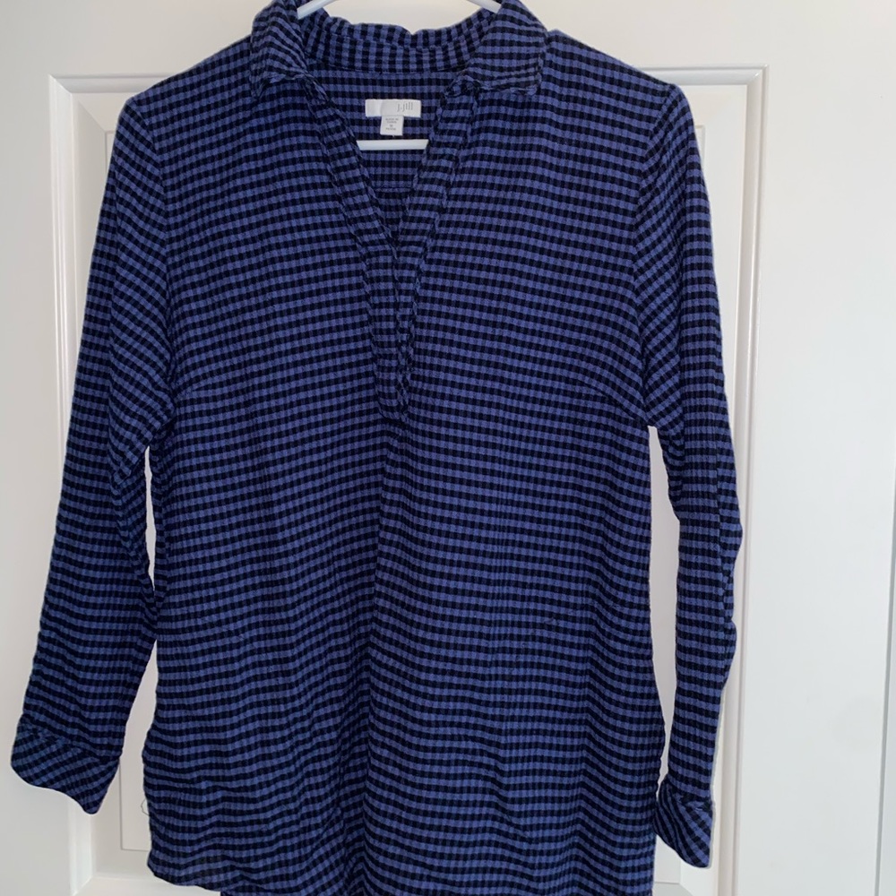 J.Jill Black & Blue Plaid Top
